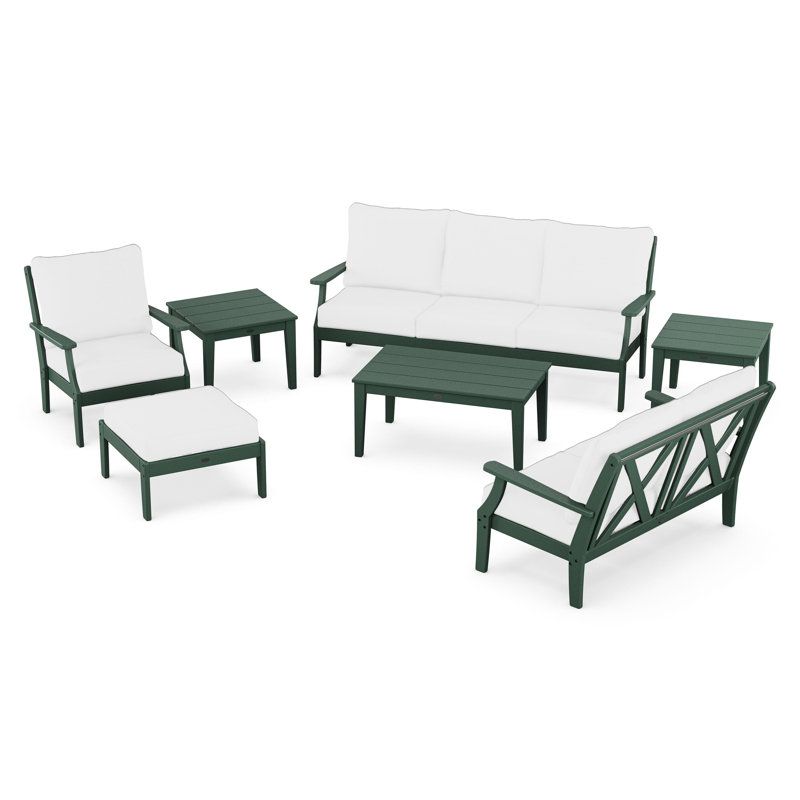 Braxton 7-Piece Deep Seating Set, Natural, Green