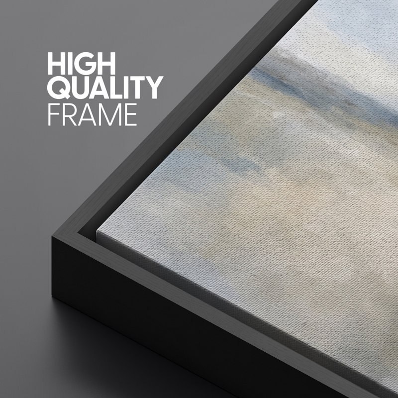 Soft Blue Beige Abstract Sky Landscape Artwork, Minimalist Living Room Pictures, Framed Canvas Giclee Print Wall Art