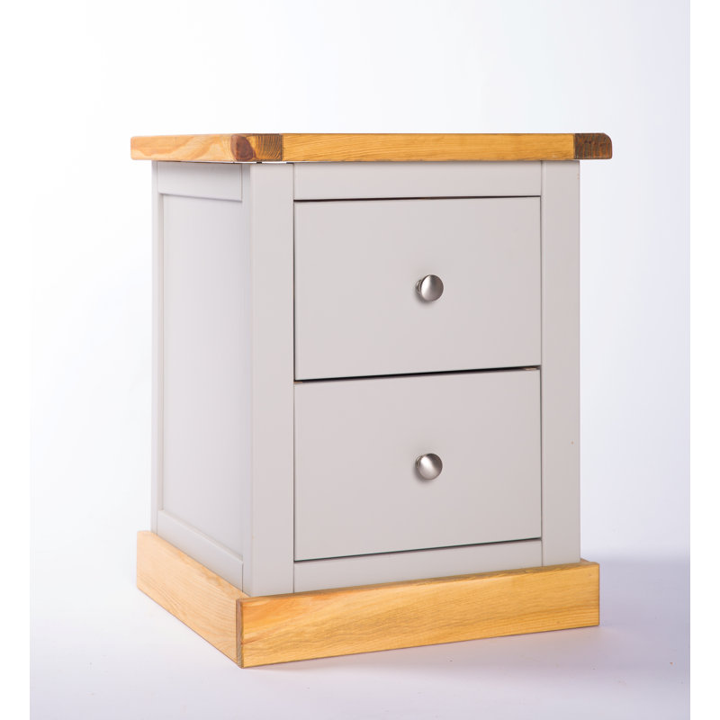 Enders 45cm W Plywood / Laminate Board Bedside Table, Grey/Wood, Silver