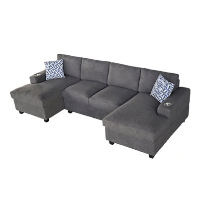  Comfortable U-Shaped Modular Sectional Sofa With Plush Cushions And Versatile Seating Options