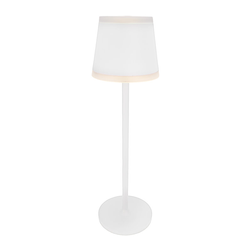 This table lamp is made of metal, White