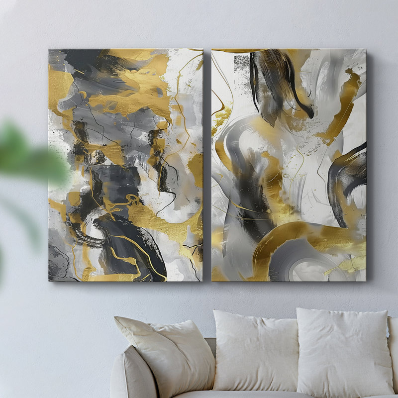 ABSTRACT Series cmxxxvi - Toile tendue avec châssis de qualité supérieure - Prêt à être accroché, H 36 po x l 48 po