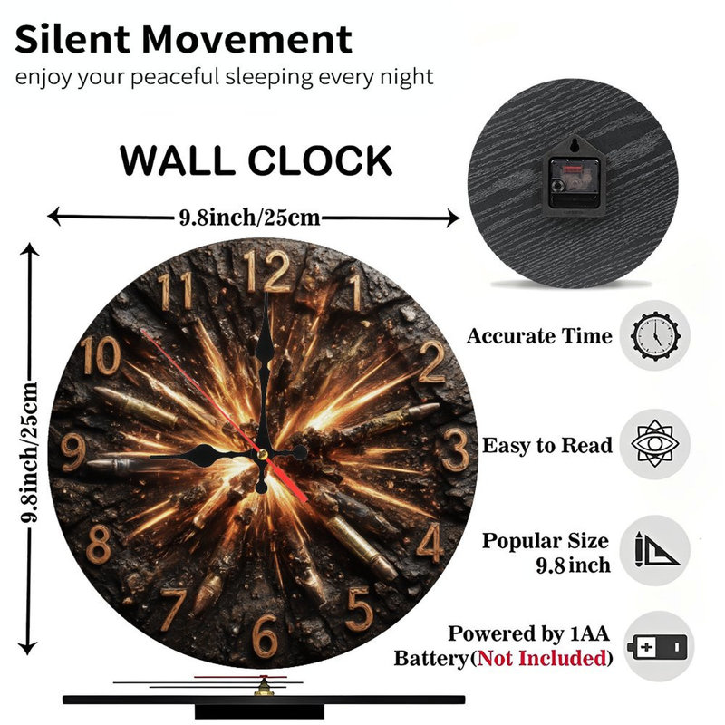Horloge qui explose avec des balles