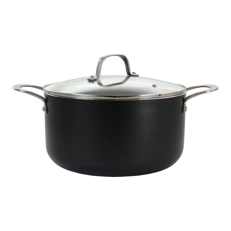 Black 8-Piece Aluminum Non-Stick Cookware Set with Stainless Steel Handles