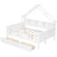 Lit plateforme blanc en bois pleine grandeur avec DEL, tablettes de rangement, tiroirs et garde-corps - Tiroirs de détente sécuritaires, durables