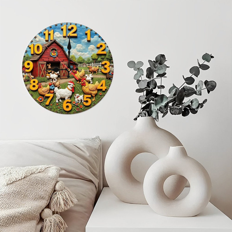 farm animals barn yard clock