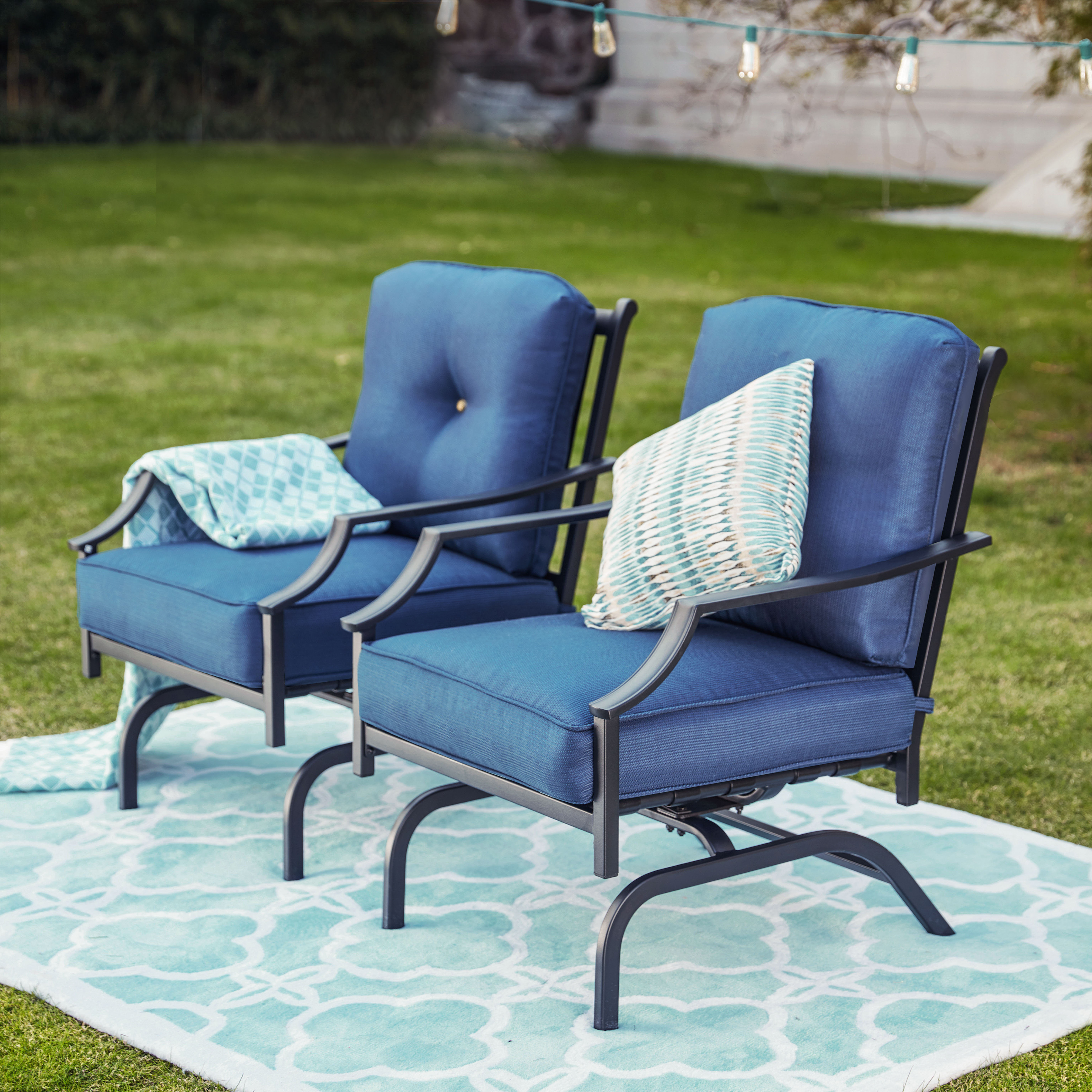 Metal garden shop chairs with cushions