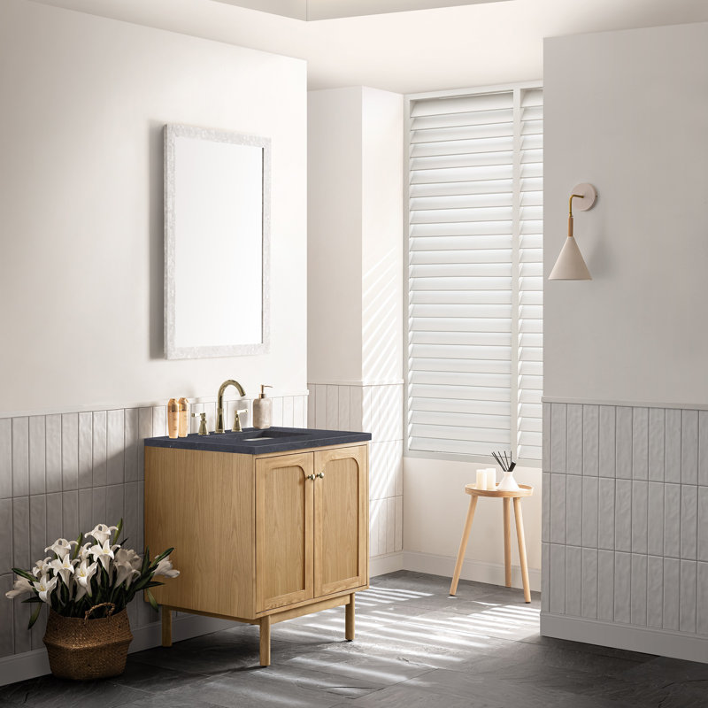 Laurent 30'' W Single Vanity, Charcoal Soapstone, Light Natural Oak, 8" Widespread