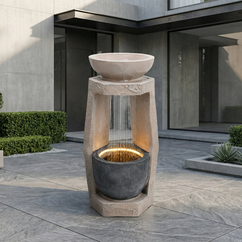 Outdoor Waterfall Fountain with Lights