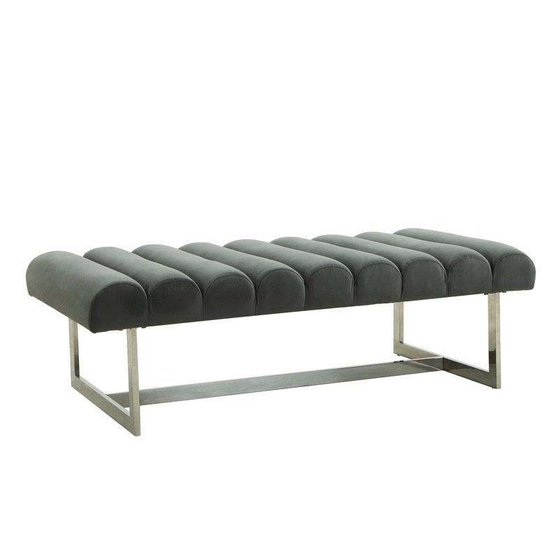 Banc de rangement Emilian, Gris, Argent
