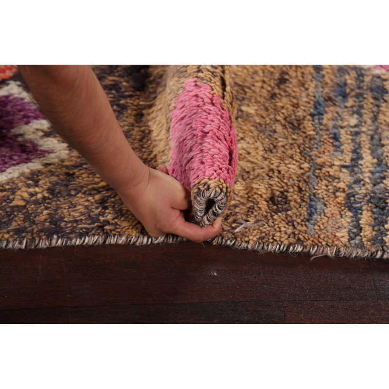Tapis marocain abstrait en laine noué à la main 7 x 10
