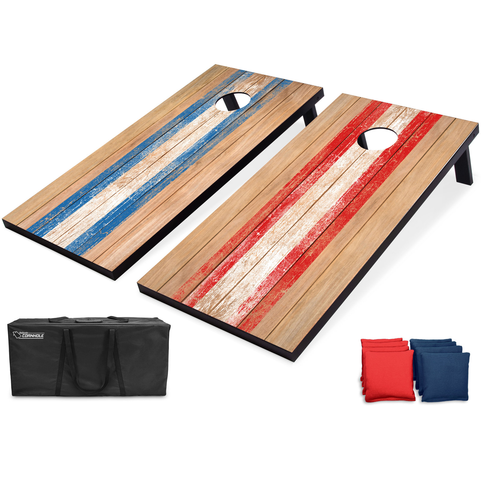 GoSports Portable Cornhole Set with Bags, Barnwood