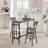 Bar Table Set With 2 Bar Stools PU Soft Seat With Backrest