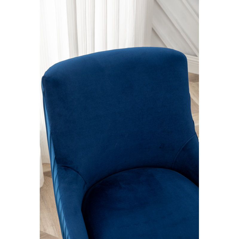 Beuthel 50cm H Tufted Velvet Upholstered Side Chair, Navy