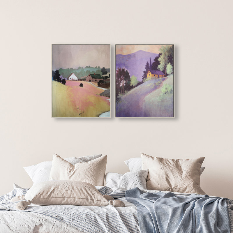 Hill Town Set Set by Oliver Gal, 25"H x 31"W, Silver Floater Frame