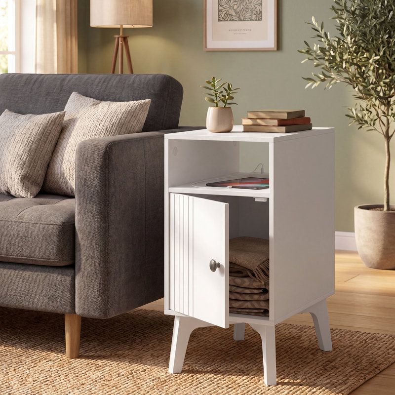 Table de bout avec station de charge, Blanc