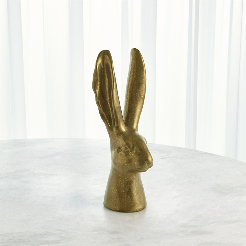 Rabbit Figurine, 16.25" H x 6.25" W x 6.25" D, Matte Gold