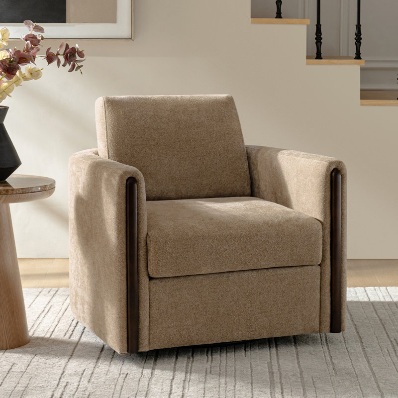 Upholstered Swivel Armchair, Sand