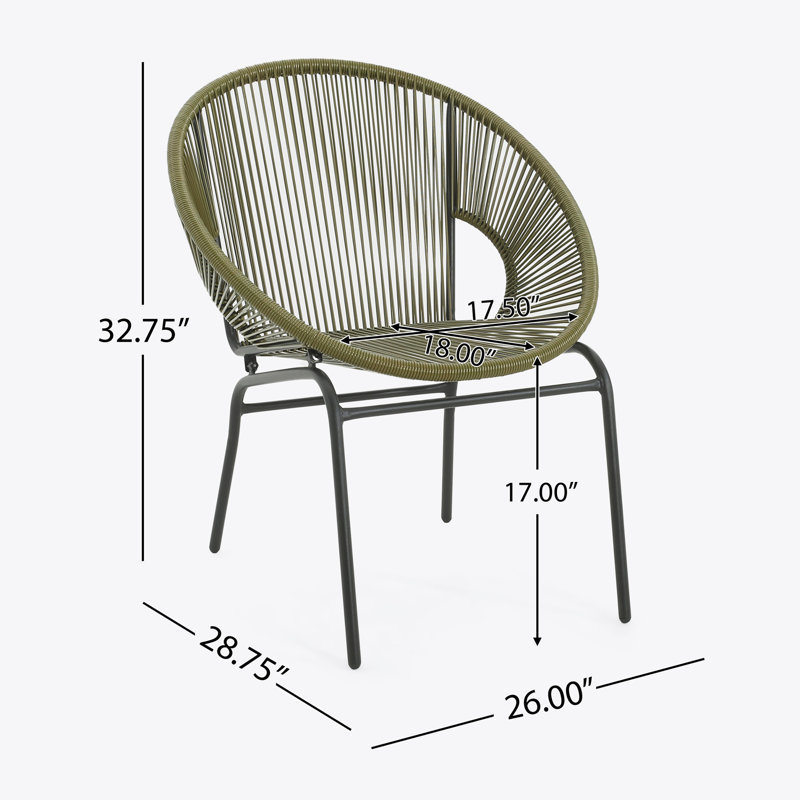 Chaise d'extérieur en osier, ensemble de 2, Vert