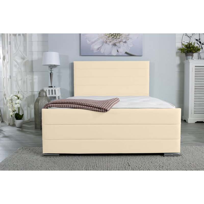 Aderholt Upholstered Bed Frame, Double (4'6), Cream