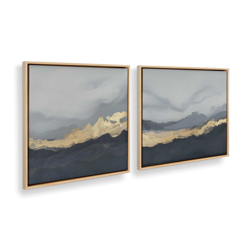 Nimbus Drama, ensemble de 2 toiles encadrées, H 12,75 po x l 25,5 po x P 1,75 po, Cadre flottant or poli