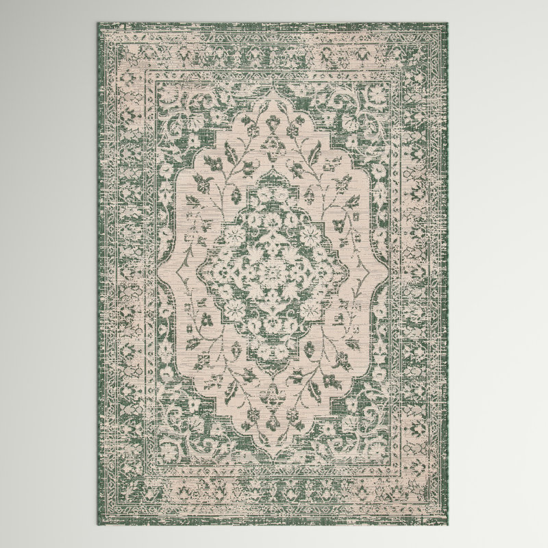 Flynt Hand Tufted Oriental Indoor/Outdoor Area Rug, Rectangle 9' x 12'