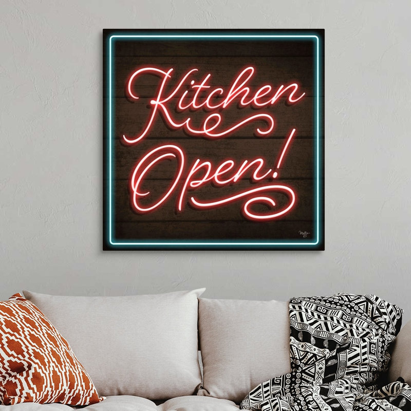 " Neon Kitchen Open " by Mollie B., Wrapped Canvas, 36" H x 36" W x 1.25" D