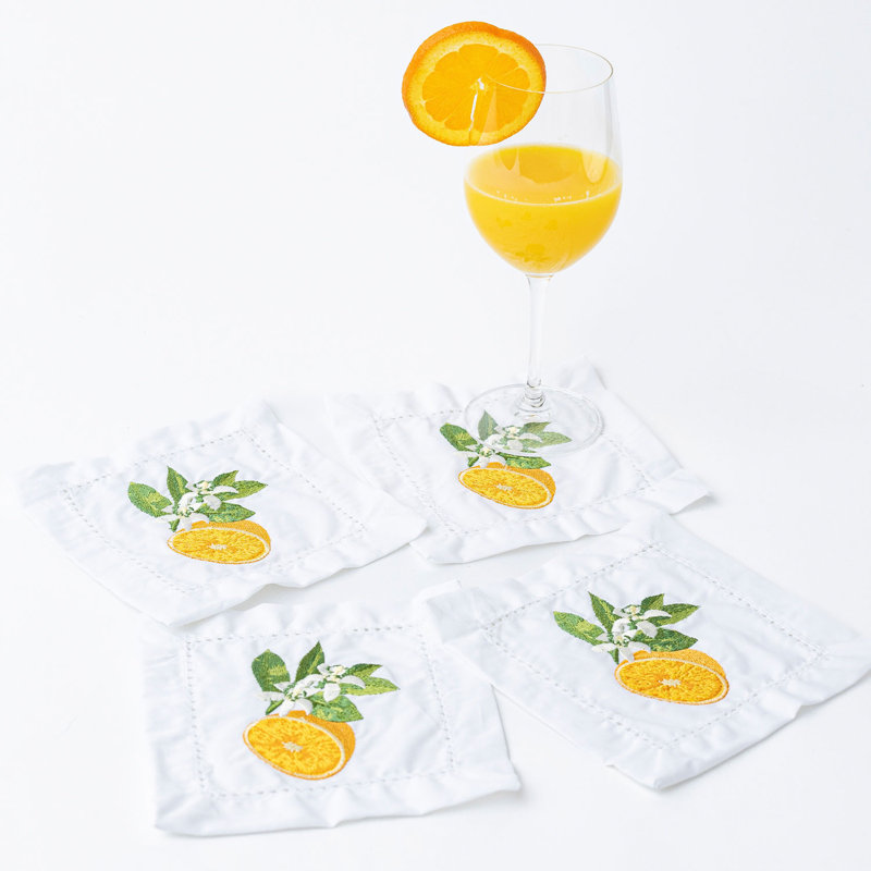 Ensemble de serviettes de table brodées Orange Blossom