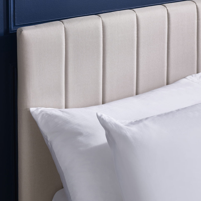 Osias Linen Upholstered Bed Frame, Single (3'), Cream