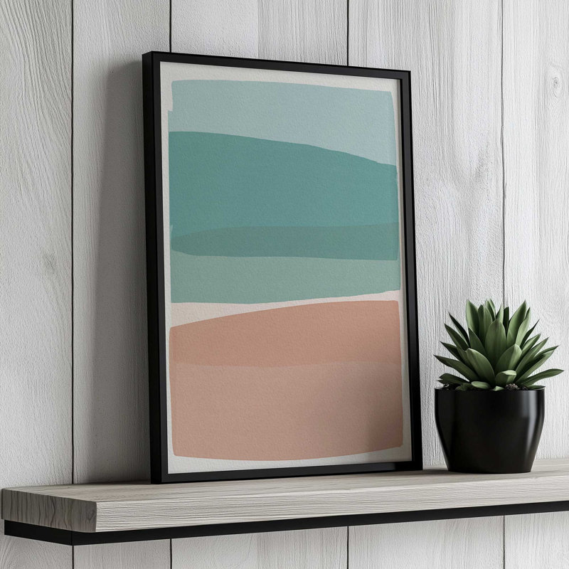 Reproduction d'art moderne sur toile turquoise et rose moderne par Garima Dhawan, Brun, H 32 po x l 24 po