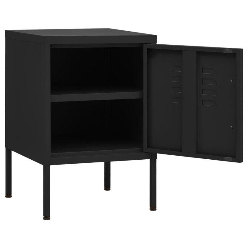 Izzabel 35cm W Steel Bedside Table, Black, Individual