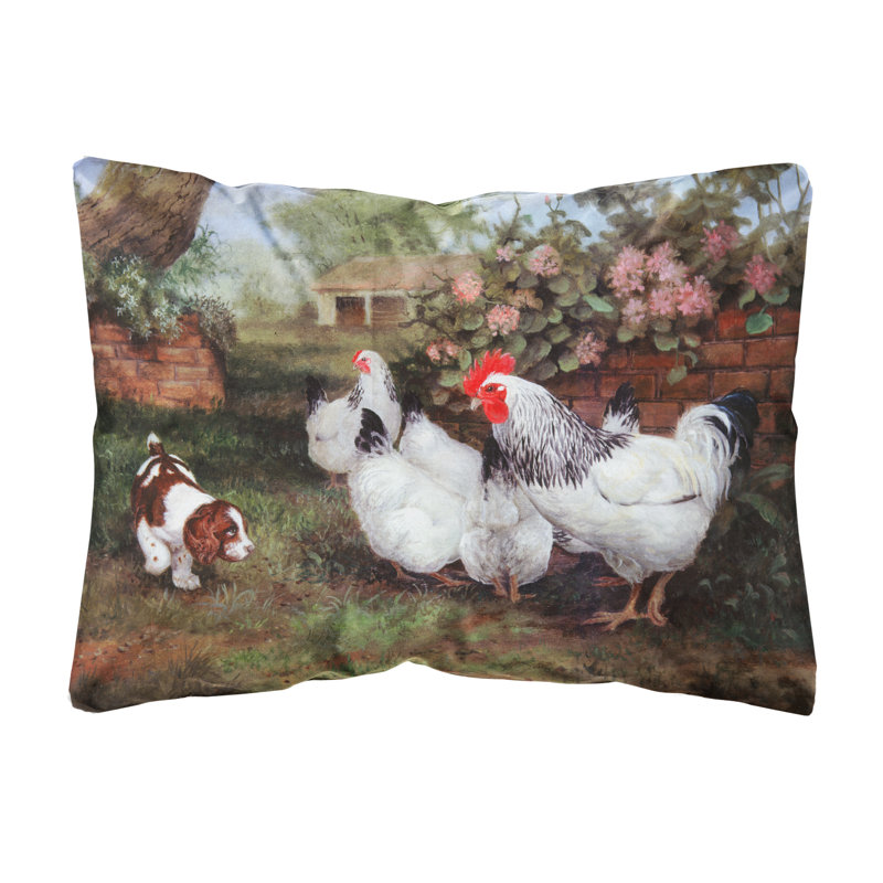  Coussin décoratif intérieur / extérieur Chickens, Hens and Puppy