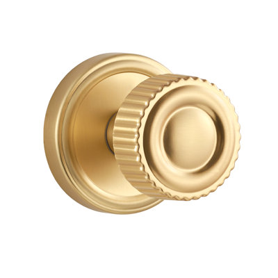 MRML Brushed Gold Dummy Door Knob, Non-Turning Single Sided Handle, Gold Door Knob for Interior Hall, Closet, Pantry or French Double Doors, Used for Decorative, Aluminium Alloy Knob