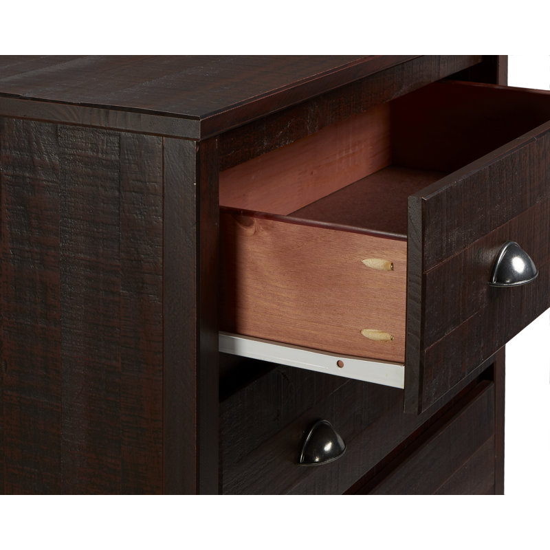 Altamirano 33" W Solid Wood 5-Drawer Dresser, Walnut