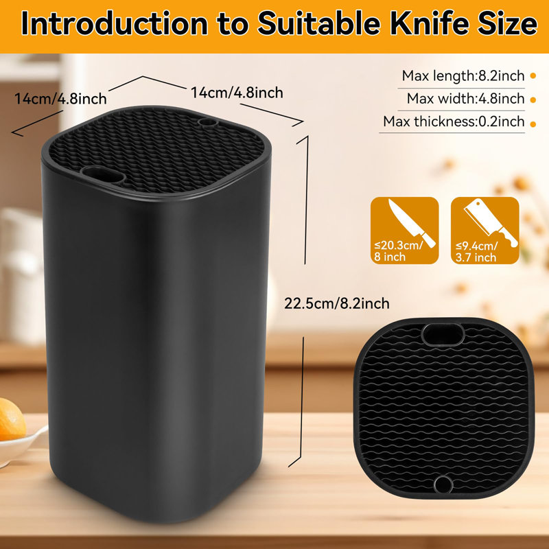 2 in 1 Universal Square Knife Holder, Black