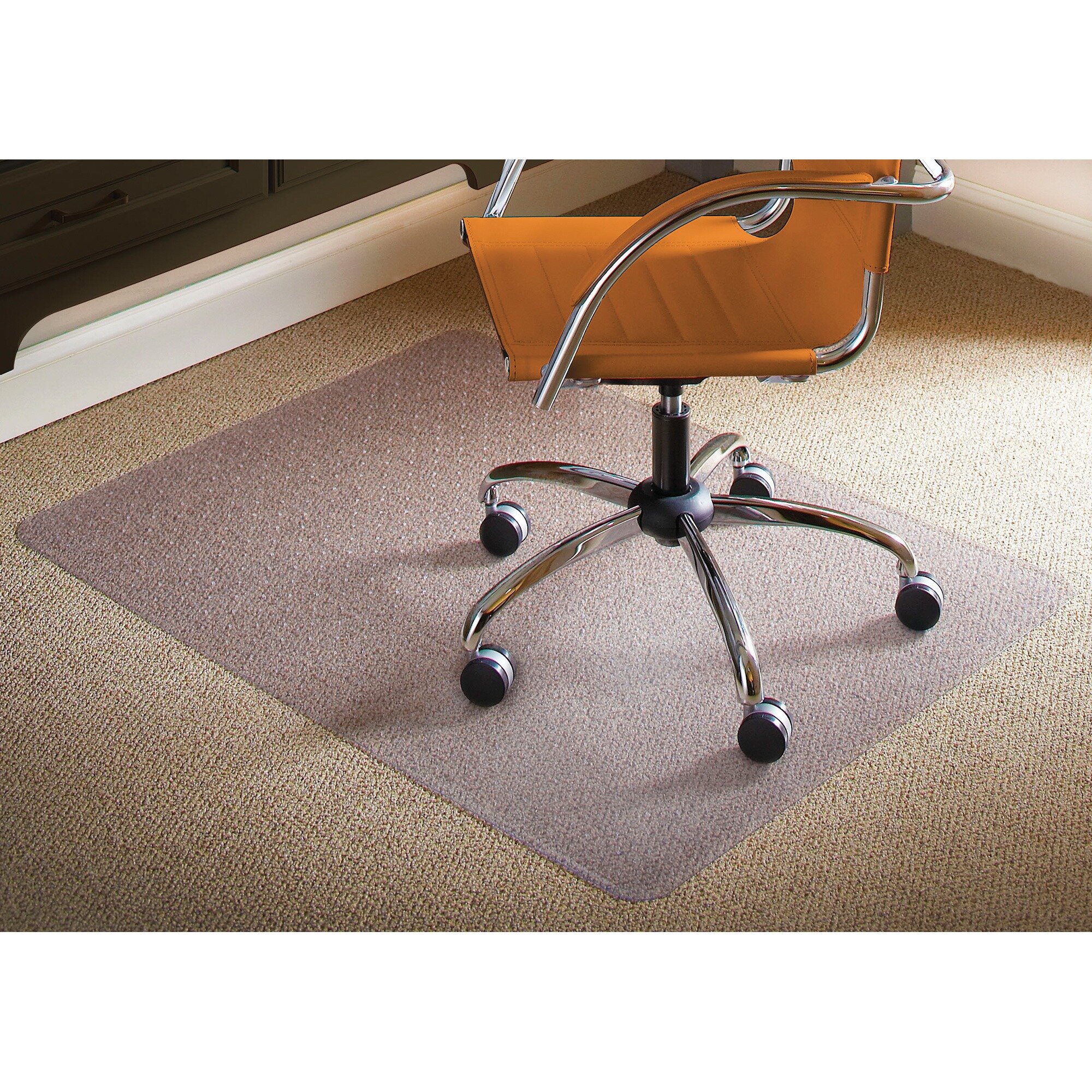 BEAUTYPEAK 36 x 46 Tempered Glass Office Chair Mat for Carpet or Hard  Floor Protection 