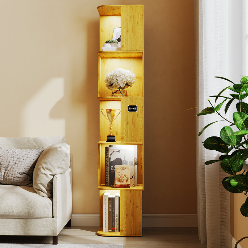 64.8"H, Modern Storage 5-Tier Bookshelf, Brown