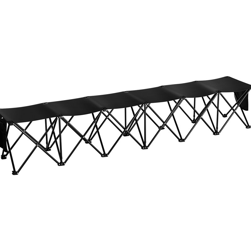 6 Seat Outdoor Folding Bench - Comfortable And Portable, Side Pockets For Storage, 600d , Stable Iron Structure Portable Sports Indoor Parties, Seat, Pockets, 16 Mm Tubes With Robust Construction