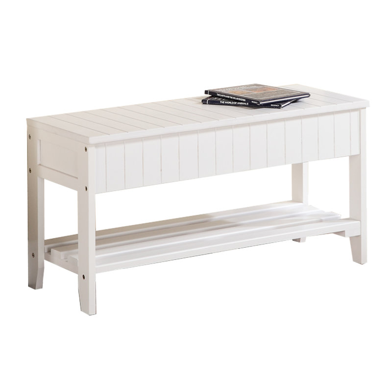 White Solid Wood Shoe Bench For Storage - Functional And Elegant With Finish Versatile, White