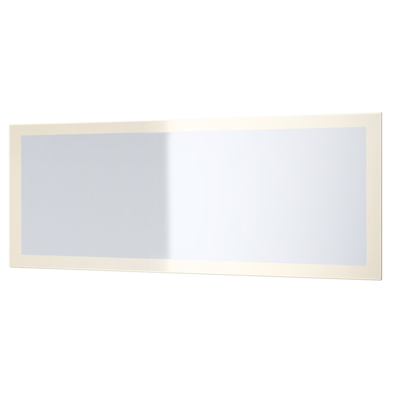 Comptche Engineered Wood Flat Wall Mirror, 139cm H x 55cm W, High-Gloss Cream