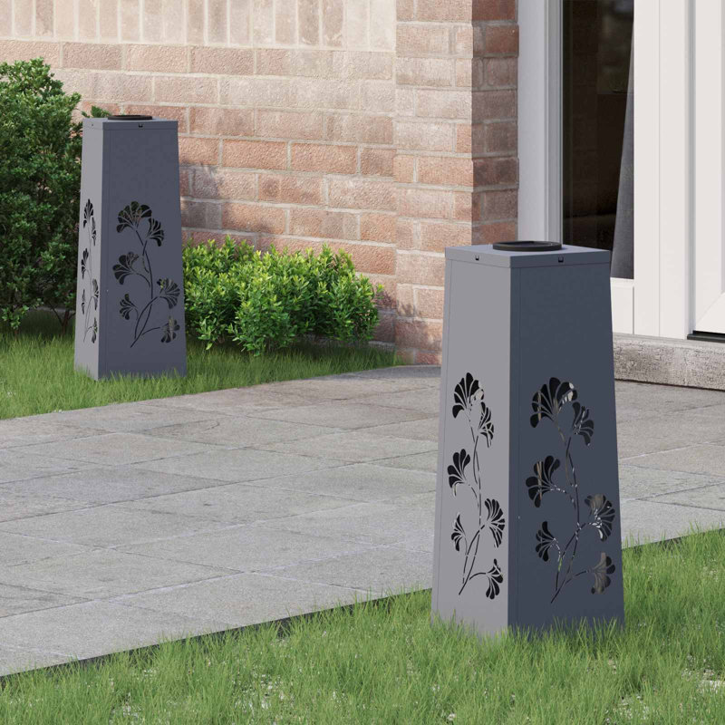Solar Powered Steel Pathway Light, 50cm H x 18cm W x 18cm D, Anthracite
