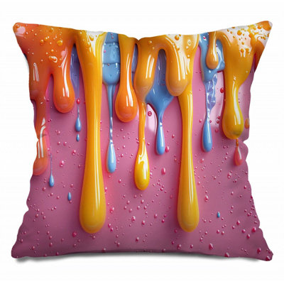 Dripping Paint Throw Pillow, Abstract Cotton Twill Pillows