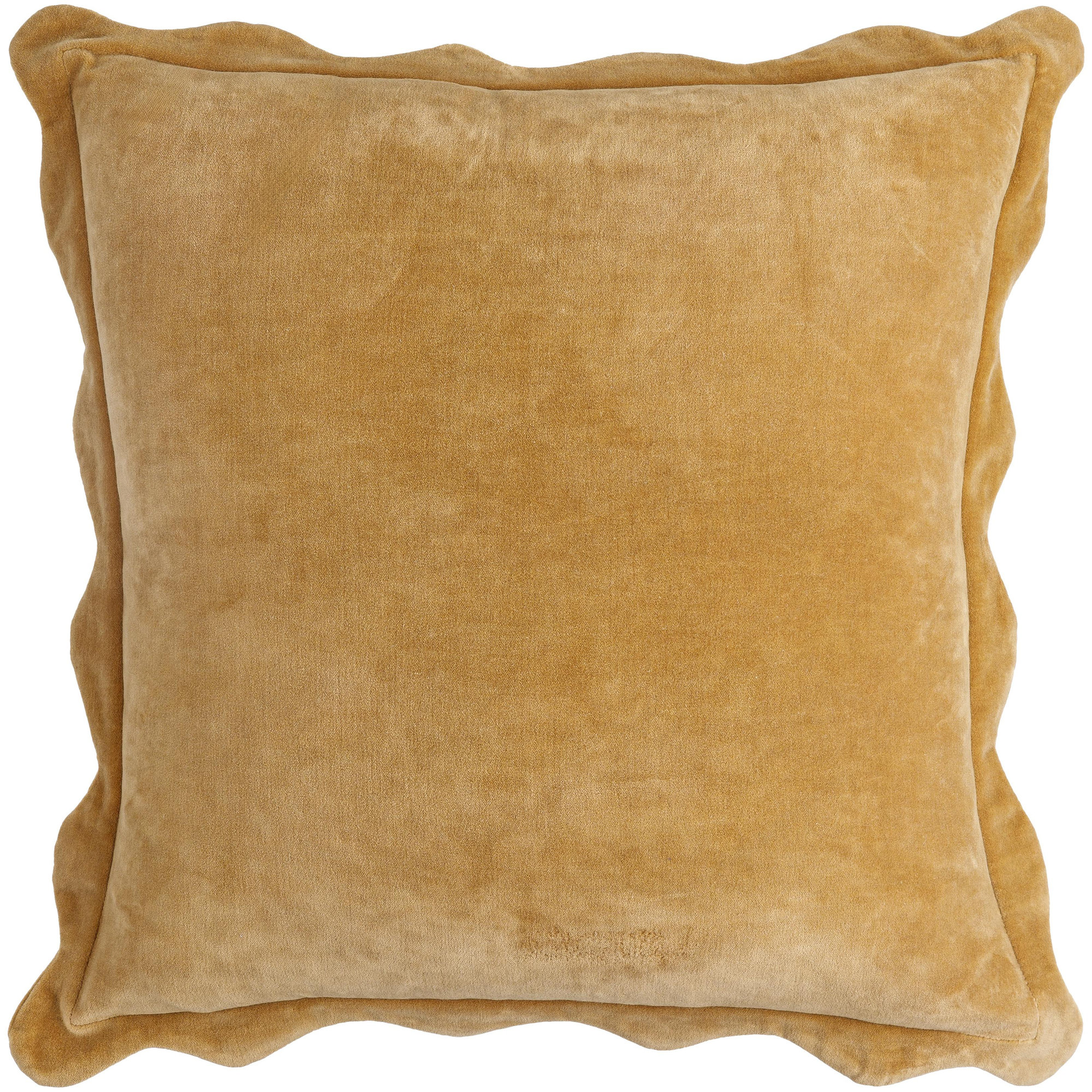 Collier Scalloped Edges Cotton Throw Pillow, Pillow Cover Only - No Insert, 20"H x 20"W, Yellow
