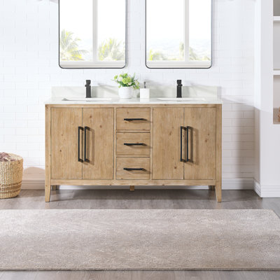 Armanno 60"  Free Standing Double Bathroom Vanity with Quartz Top