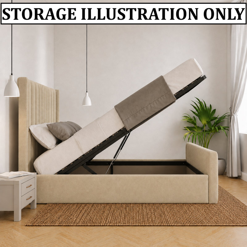 Bastin Upholstered Ottoman Storage Bed, Single (3'), Mole