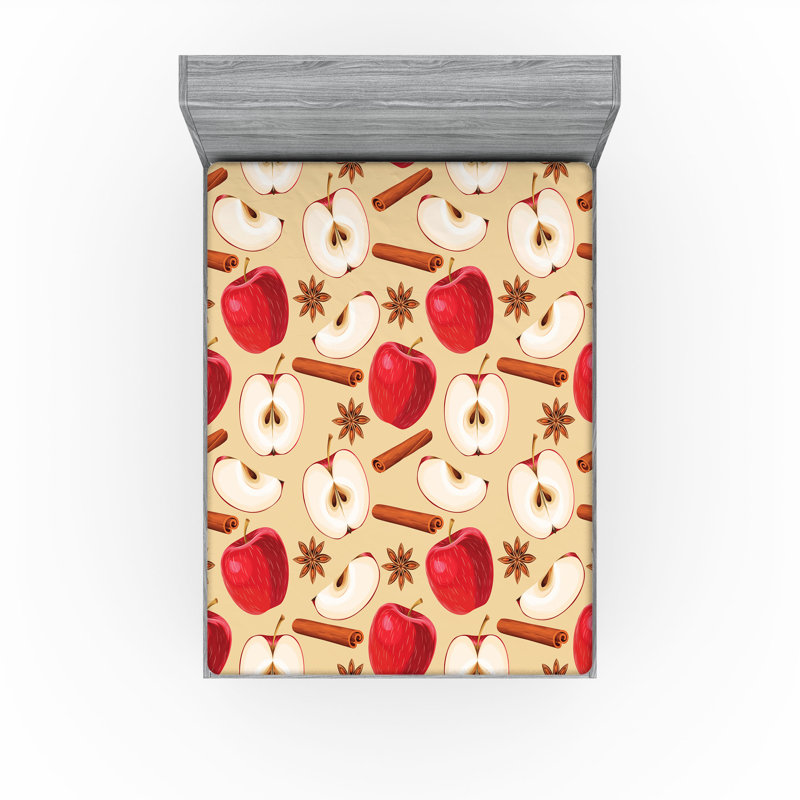Ensemble de 2 draps-housse Ambesonne Fruits Anis étoilé cannelle beige cannelle rouge, Drap-housse grand