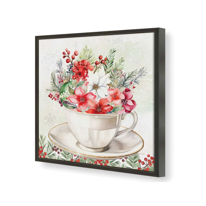 Reproduction d'art «Christmas Christmas Cup» par Nicole DeCamp, L 30 po x H 30 po, Noir, Impression encadrée