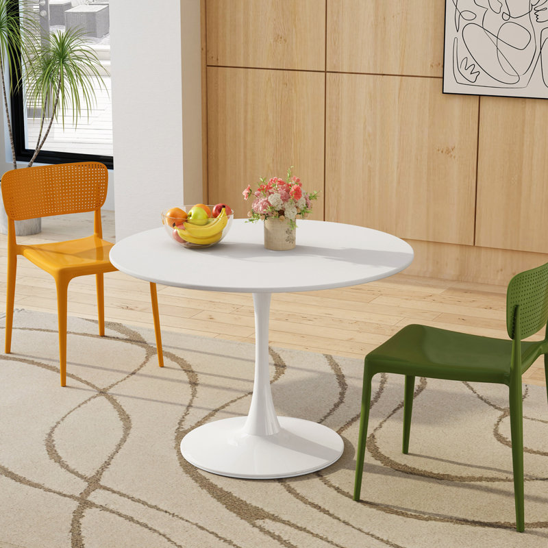 Chloey Round Conference Table Table Mid-century Dining Table Pedestal Dining Table End Table Leisure Coffee Table, White