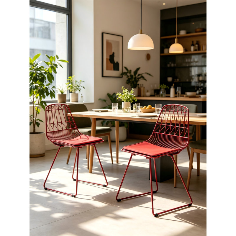 Chaises de bistro en métal Industrial, Red, Rouge