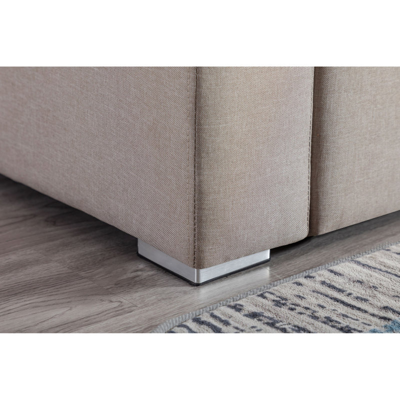 Ensemble de salon en tissu 95,5 "beige avec ensemble de coussins de siège confortables et interchangeables